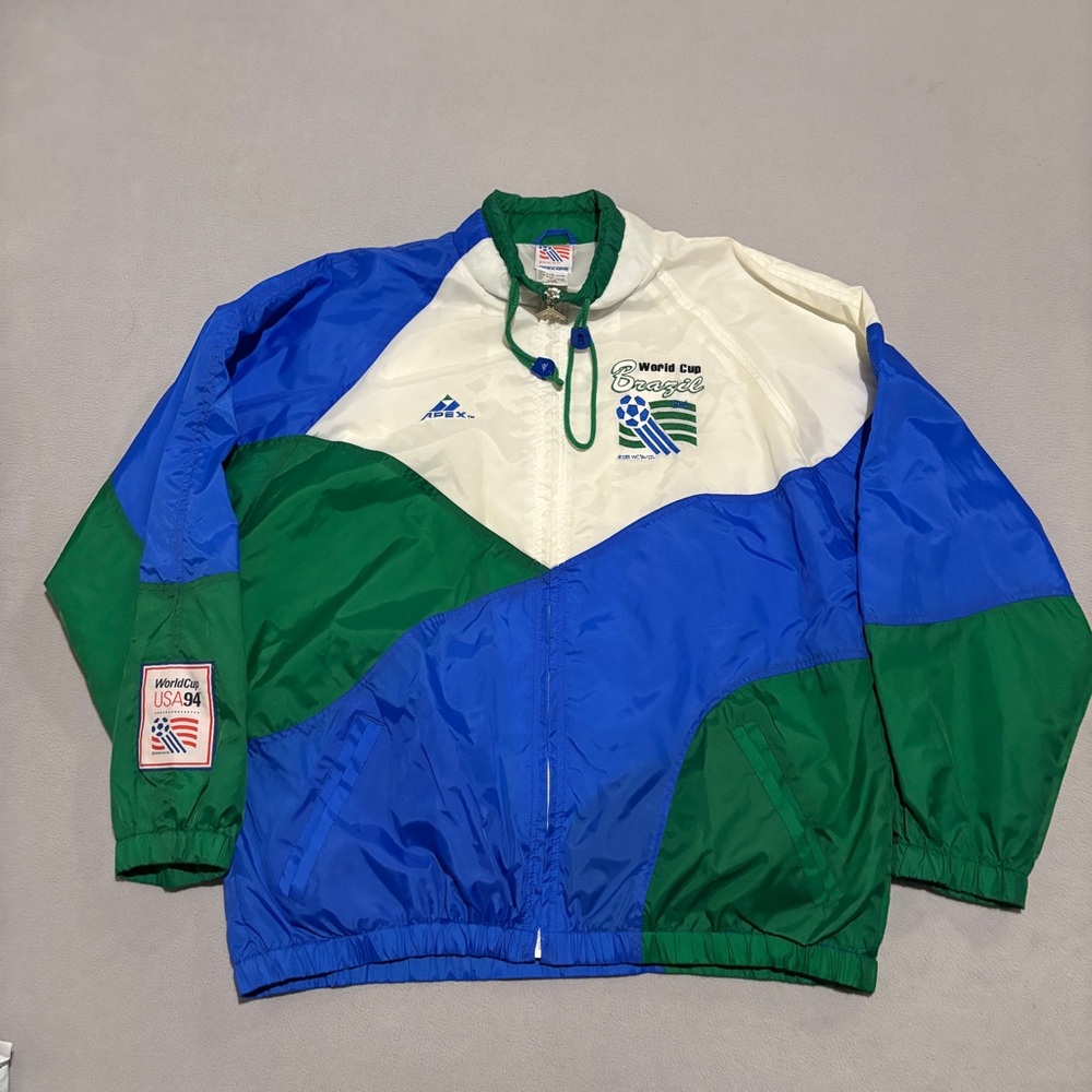 VTG 90s World Cup Apex One Jacket Mens Large Soccer Football Windbreaker‎ Nylon